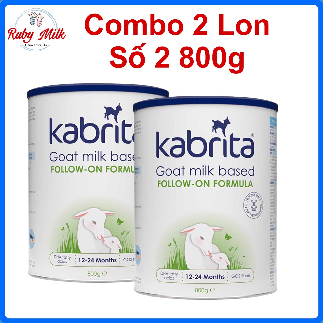 [Date 12.2026] Combo 2 Lon Sữa Dê Kabrita số 2 Lon 800g Cho bé 12-24 Tháng