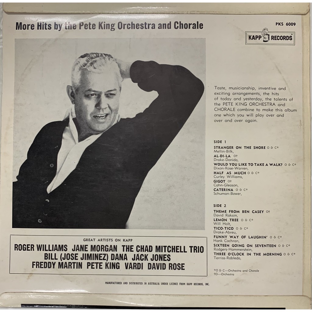 Đĩa than Pete King Orchestra and Chorale More Hits