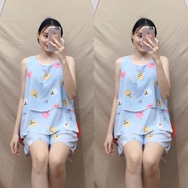 Bộ đồ bầu lanh xát nách kết hợp sau sinh mẫu mới