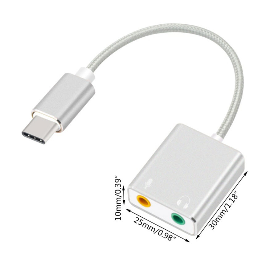 Cáp chia Mic và Loa từ cổng USB Type C - Sound card USB Type C 7.1 cao cấp