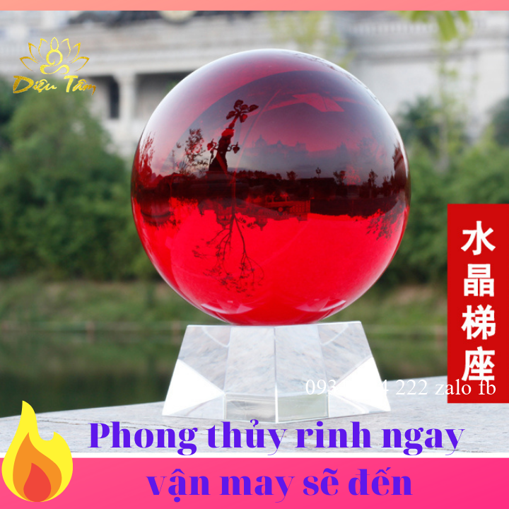 Red Table glass orchid ball