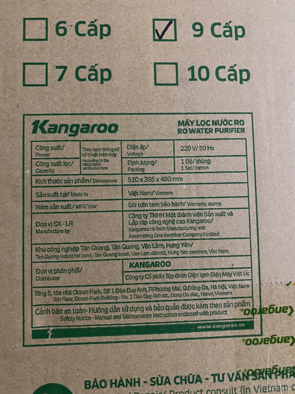 Máy lọc nước Kangaroo KGRP99 - KV - 9 cấp lọc