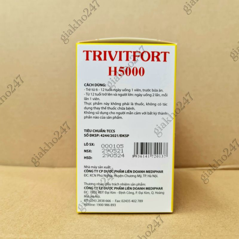 3B Tổng Hợp -Trivitfort H5000 - 100 Viên