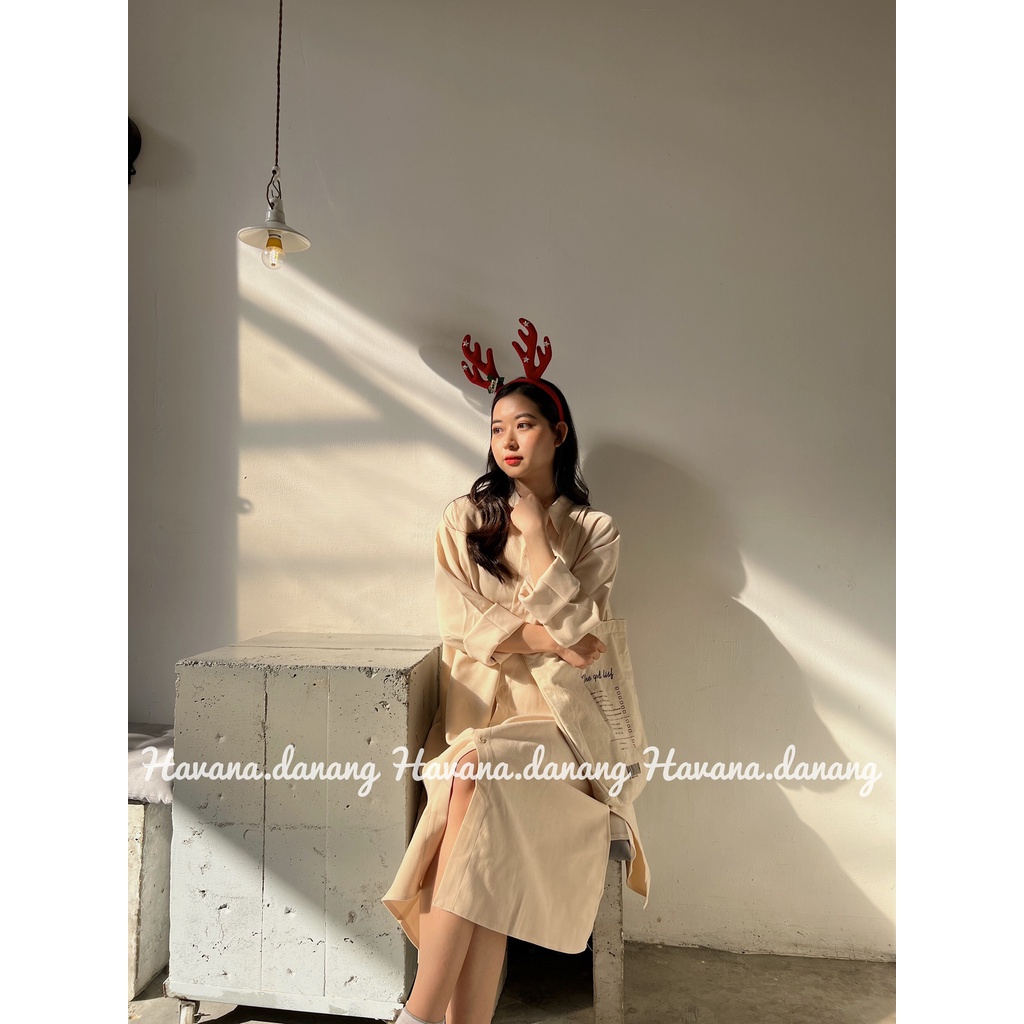 [VOUCHER 12%/149K] Đầm sơ mi dáng suông chất nhung