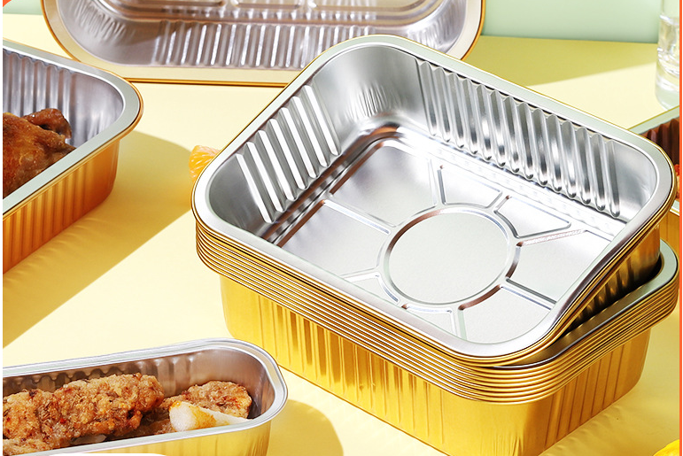 Set 10 Khuôn Bạc Nướng Hình Chữ Nhật khay giấy bạc vuông sử dụng cho nồi chiên, khay bạc nướng mang đi picnic, cắm trại