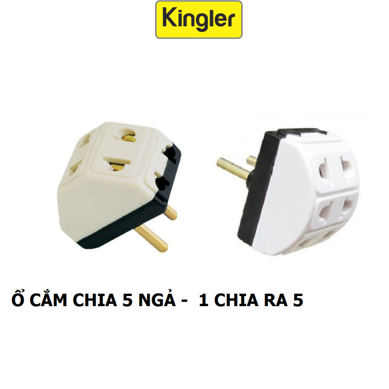 Phích ổ cắm điện chia 5 ngả chia từ 1 ổ cắm ra 5 ổ cắm, ổ cắm điện đa năng chia nhiều ngả thiết kế nhỏ gọn và cắm không mất diện tích. kingler mall 8614