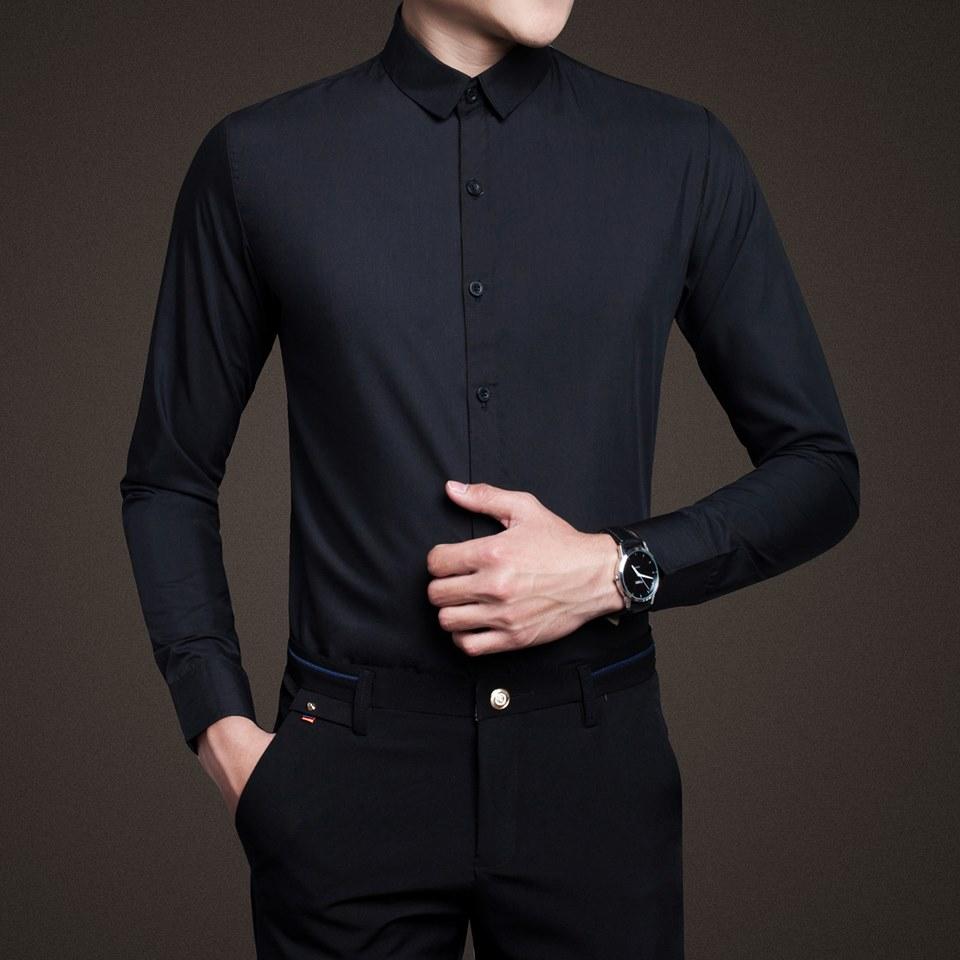 Sơ mi không lỗi mốt (màu đen) trẻ trung, lịch lãm