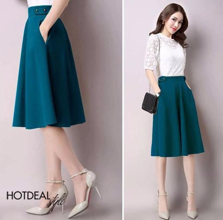 HOÀN TIỀN 15% - Chân váy xòe Nana phối nút Phong Cách Hàn Quốc Cực Hot