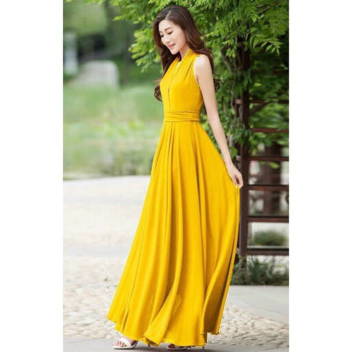 ĐẦM XÒE DÀI CỔ CHOÀNG, ĐẦM MAXI ĐI BIỂN