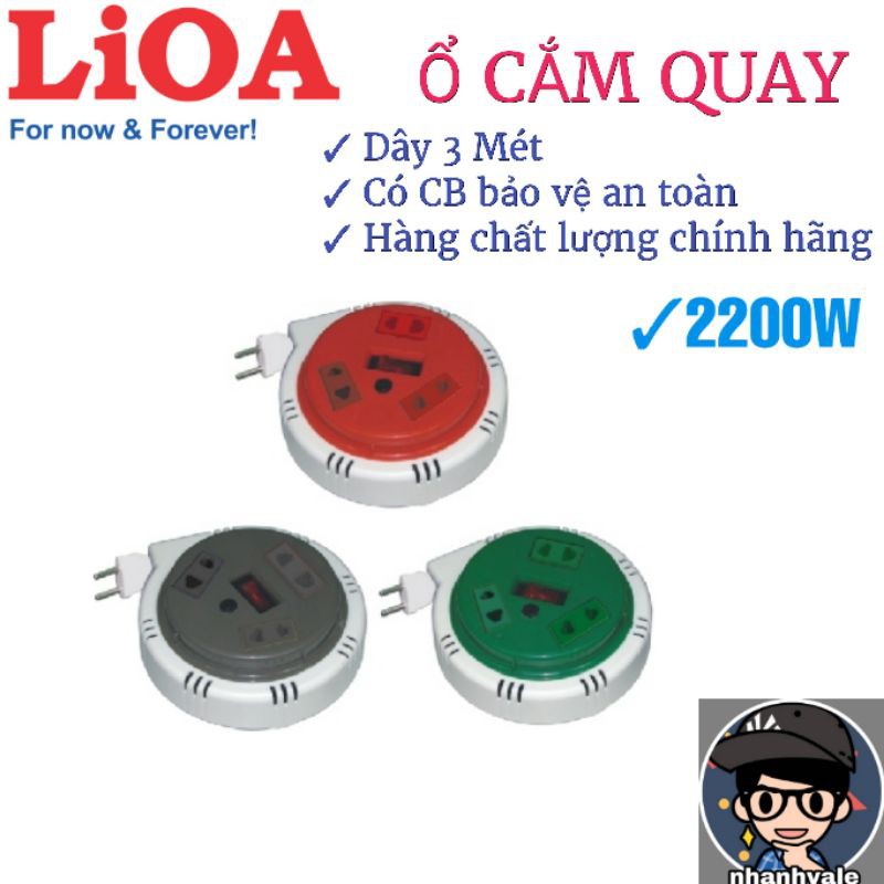Ổ cắm quay lioa mini du lịch dây dài 3 mét