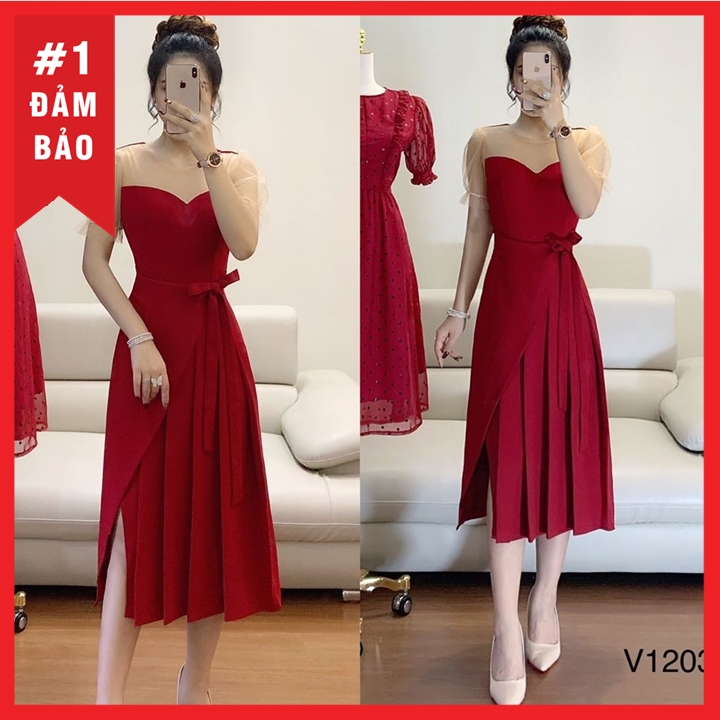 [HCM]ĐẦM ĐỎ DỰ TIỆC SIÊU SANG ĐỦ SIZE SMLXLXXL - VV1203