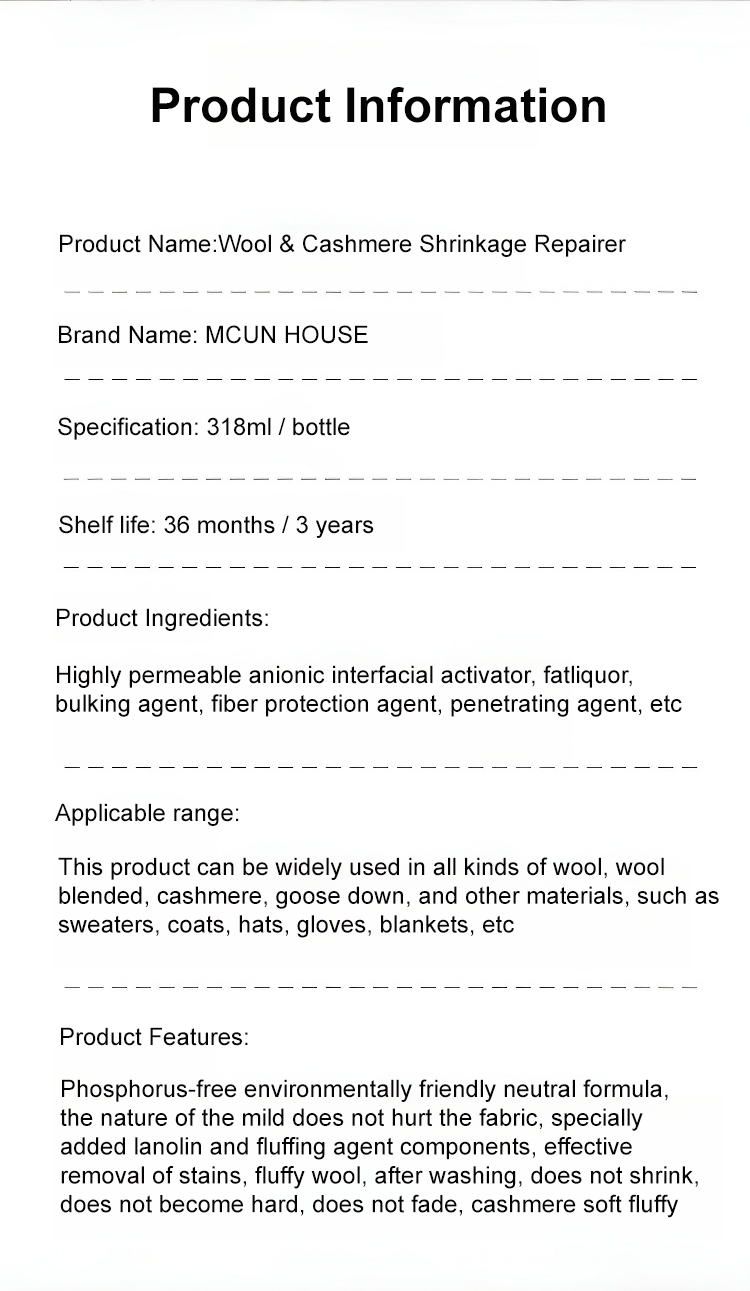 Special detergent for silk, cashmere, and mulberry silk