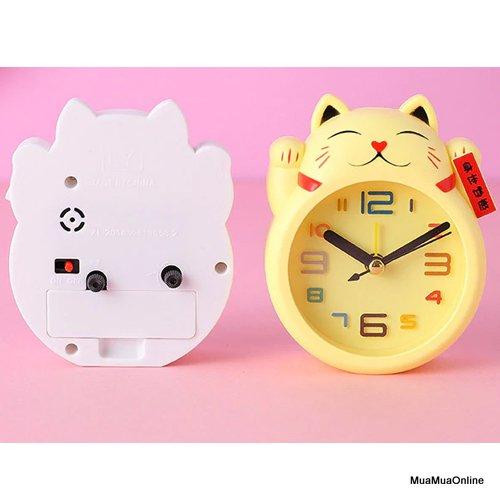 Đồng Hồ Báo Thức Hình Mèo Thần Tài May Mắn