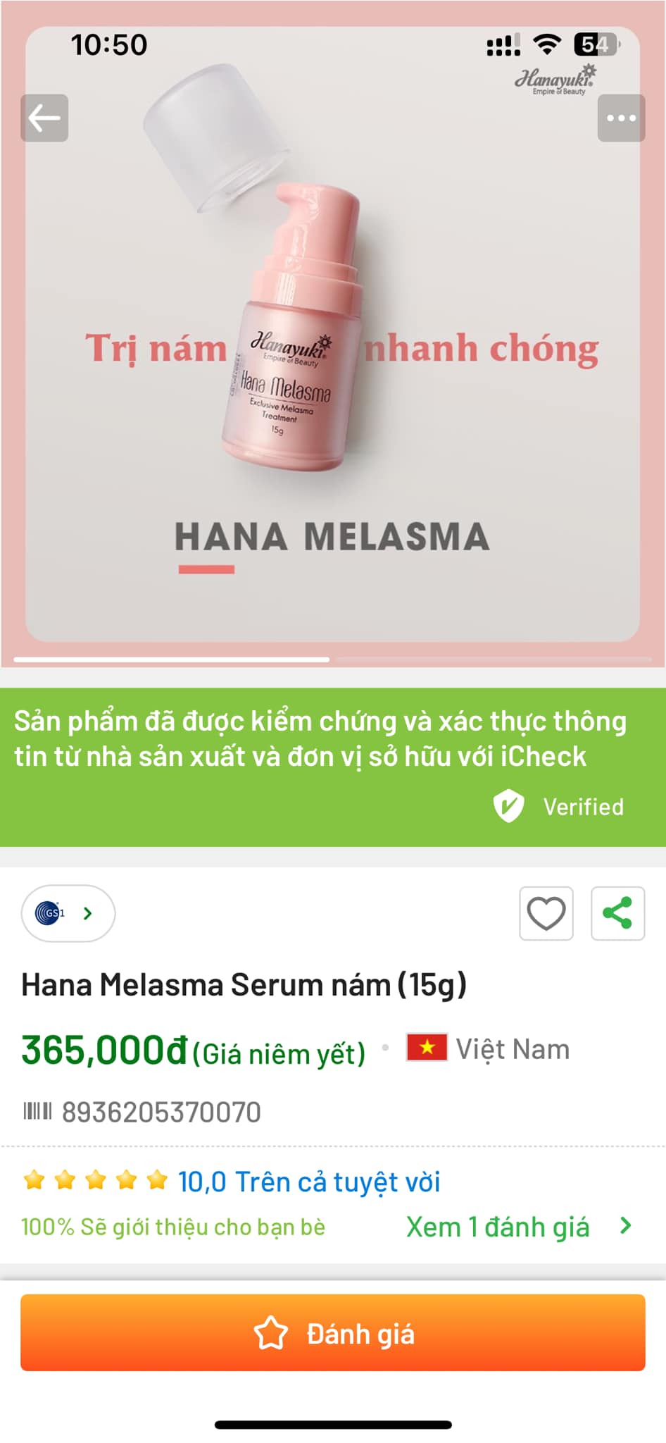 [TẶNG VOUCHER 8%+QUÀ] [Chính hãng-Date 2026] SERUM NÁM MINI HANAYUKI 15g- HANA MELASMA MINI