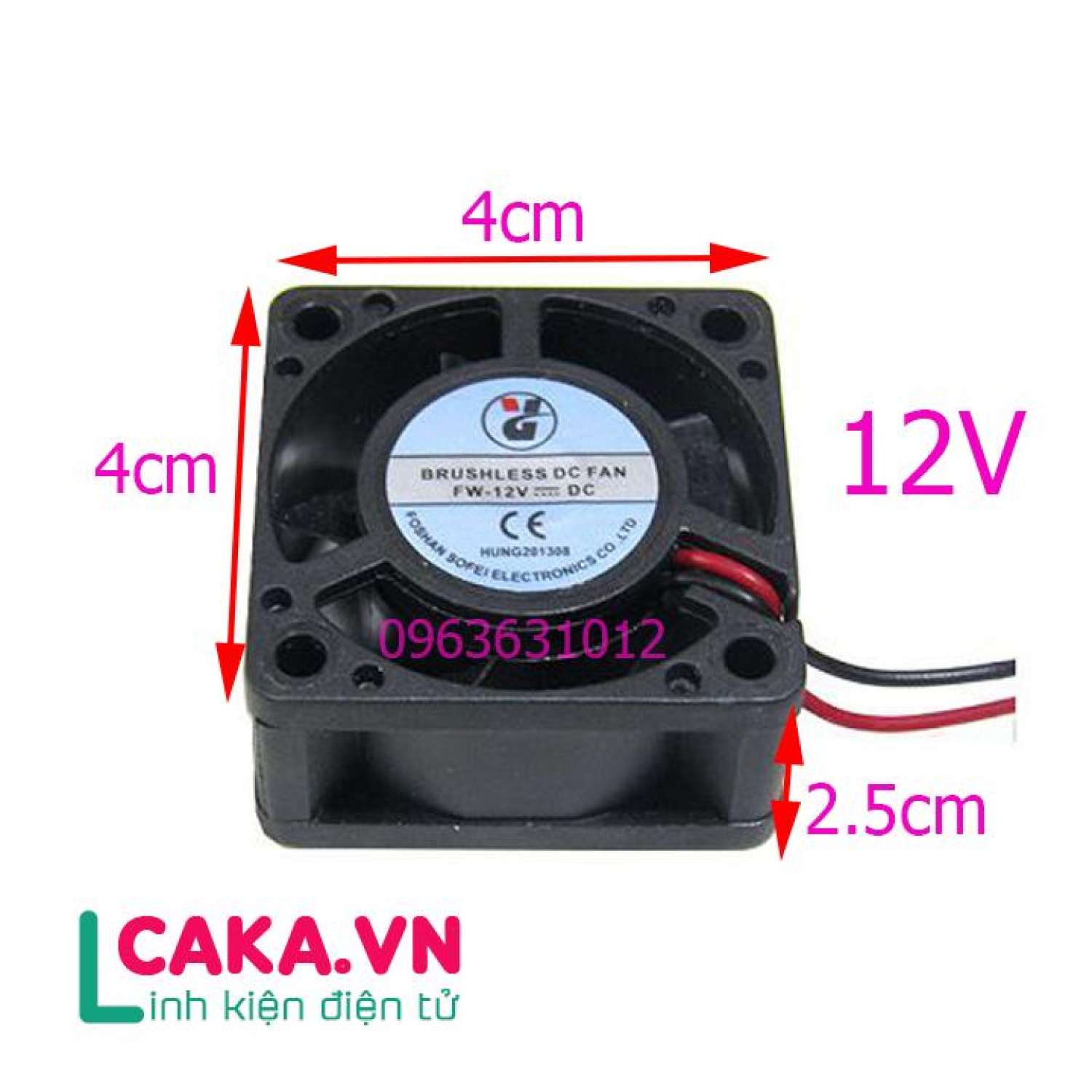 Quạt tản nhiệt 12v 4x4x2.5cm, quạt 12v 4x4
