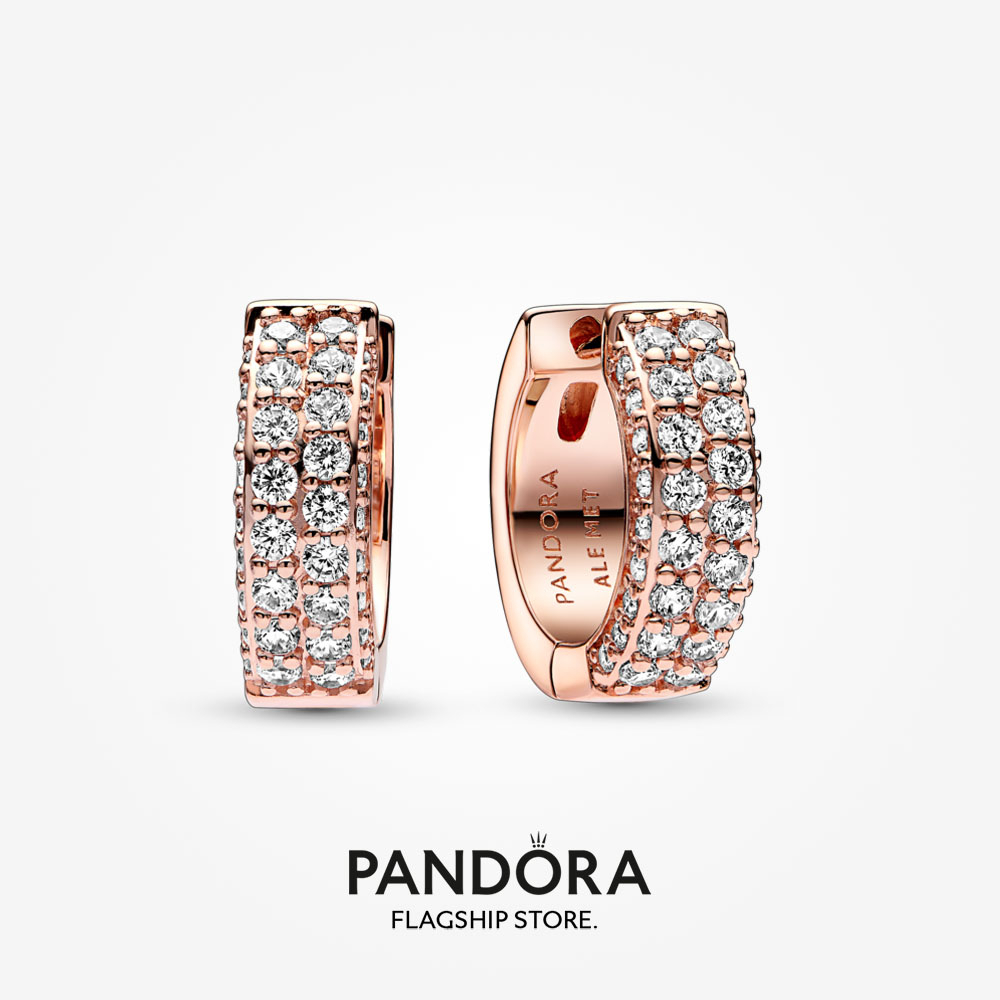 2023 New Original Pandoras Timeless Pavé Double-row Hoop Earrings