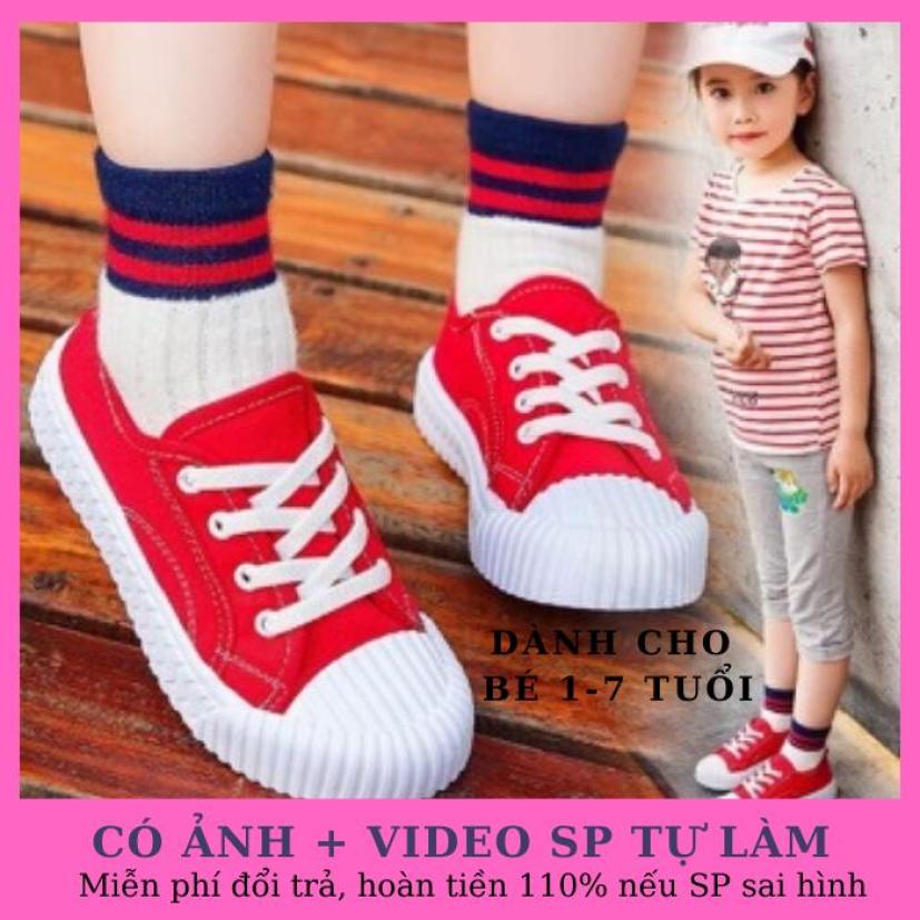 Giày trẻ em thể thao màu đỏ, siêu nhẹ chất liệu PU cao cấp dành cho cả bé trai và bé gái từ 1 - 14 tuổi giá rẻ