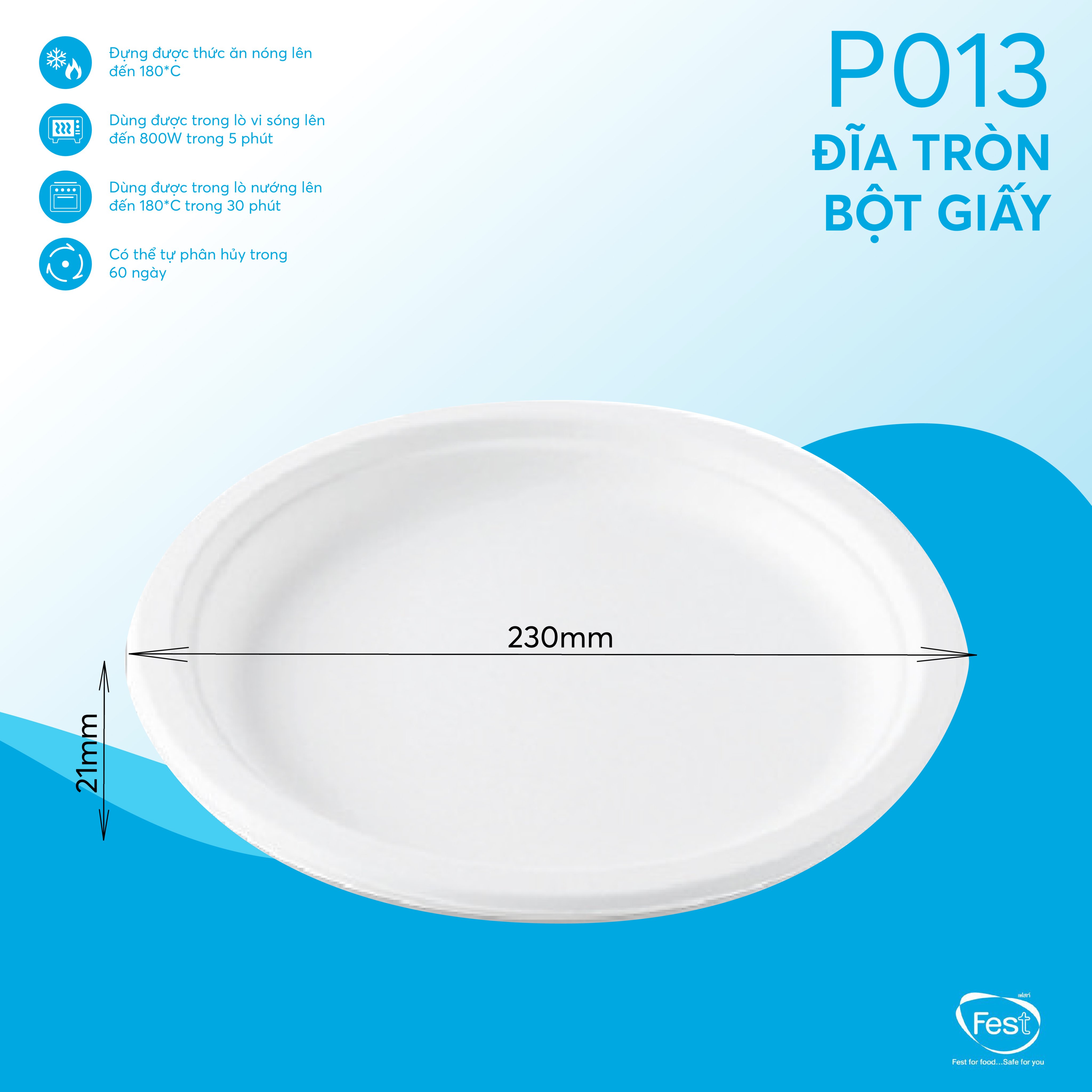 Combo Đĩa giấy bột gỗ dùng 1 lần Fest bio 9 inches [ 𝙃𝙖̀𝙣𝙜 𝘾𝙝𝙞́𝙣𝙝 𝙃𝙖̃𝙣𝙜 ]