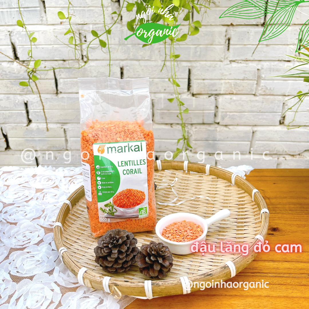 Đậu lăng đỏ cam san hô hữu cơ Markal/Sottolestelle 500g