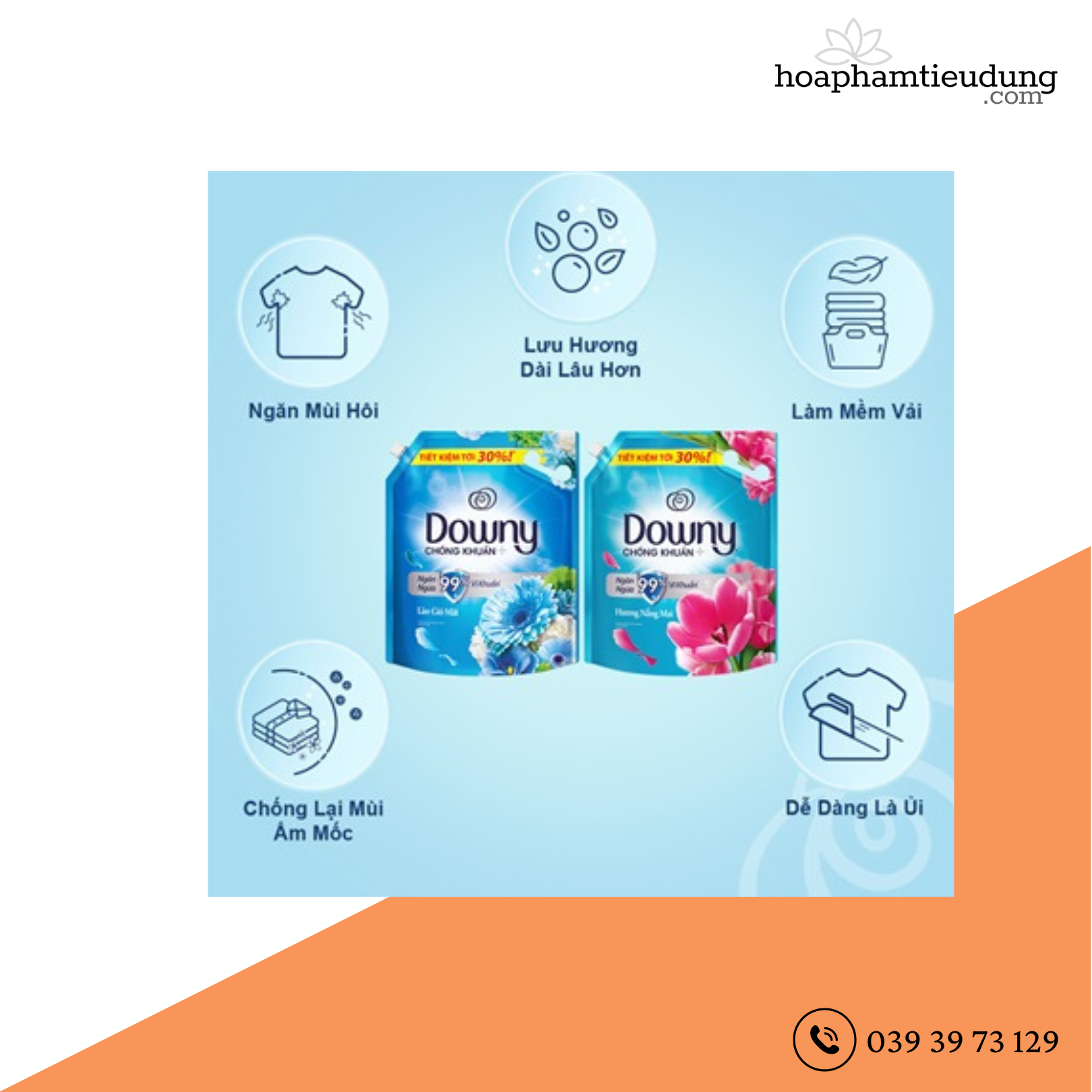 Nước xả vải đậm đặc lưu hương lâu Downy 1.45 - 1.6L