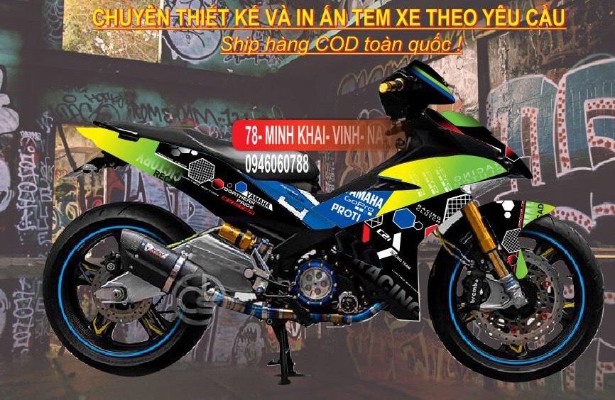 Tem trùm exciter 150 xanh bảy màu, tem exciter 150, team trùm exciter 150, tem xe exciter 150, team trùm ex 150, team xe exciter 150 xanh bảy màu