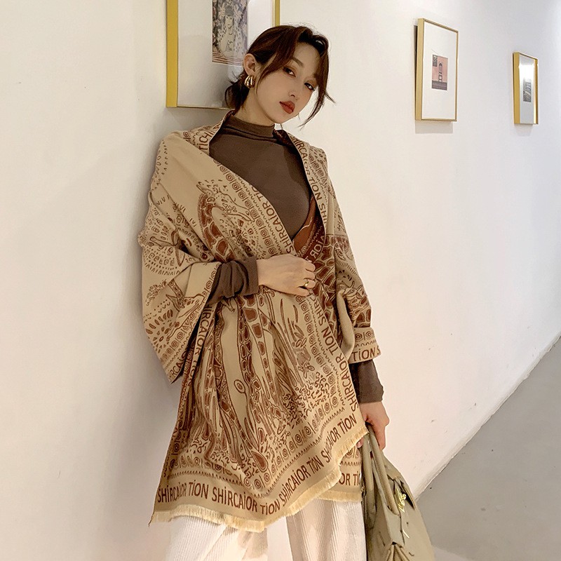 Khăn Choàng Cổ Khăn Len Nữ Hoạ Tiết