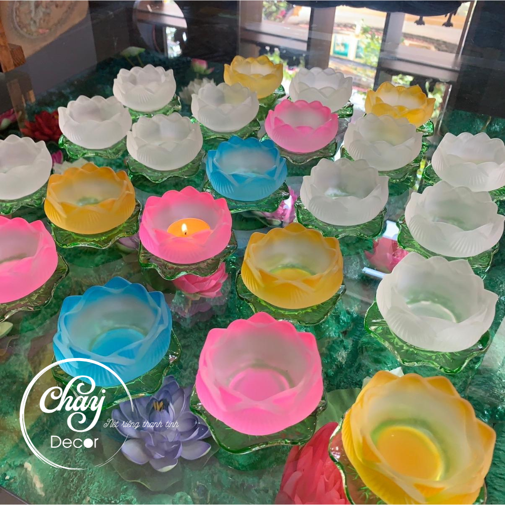 Đế Nến Hoa Sen Lưu Ly Tràng Trí - Chay Decor