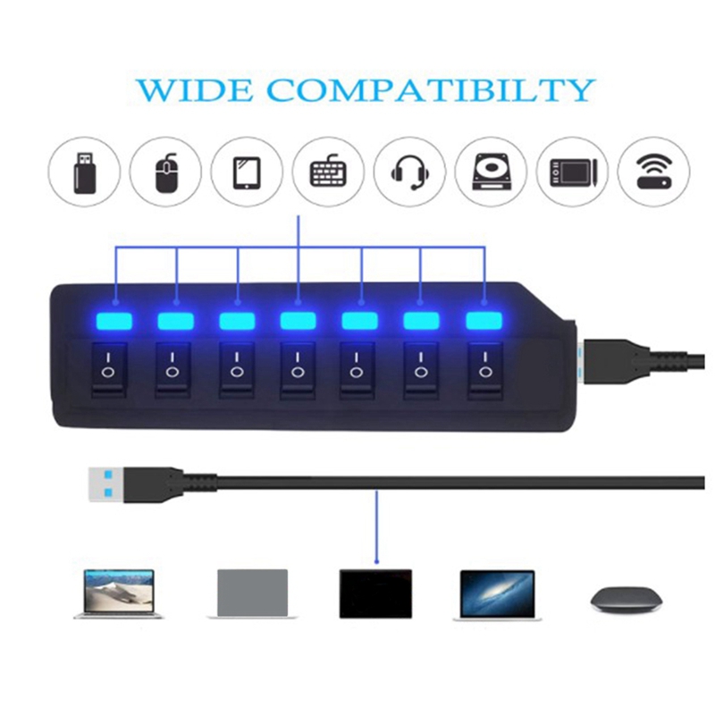 USB Hub 2.0 USB Splitter Multi Hub Adapter USB Several Ports Power Adapter with Switch Accessories for PC Laptop