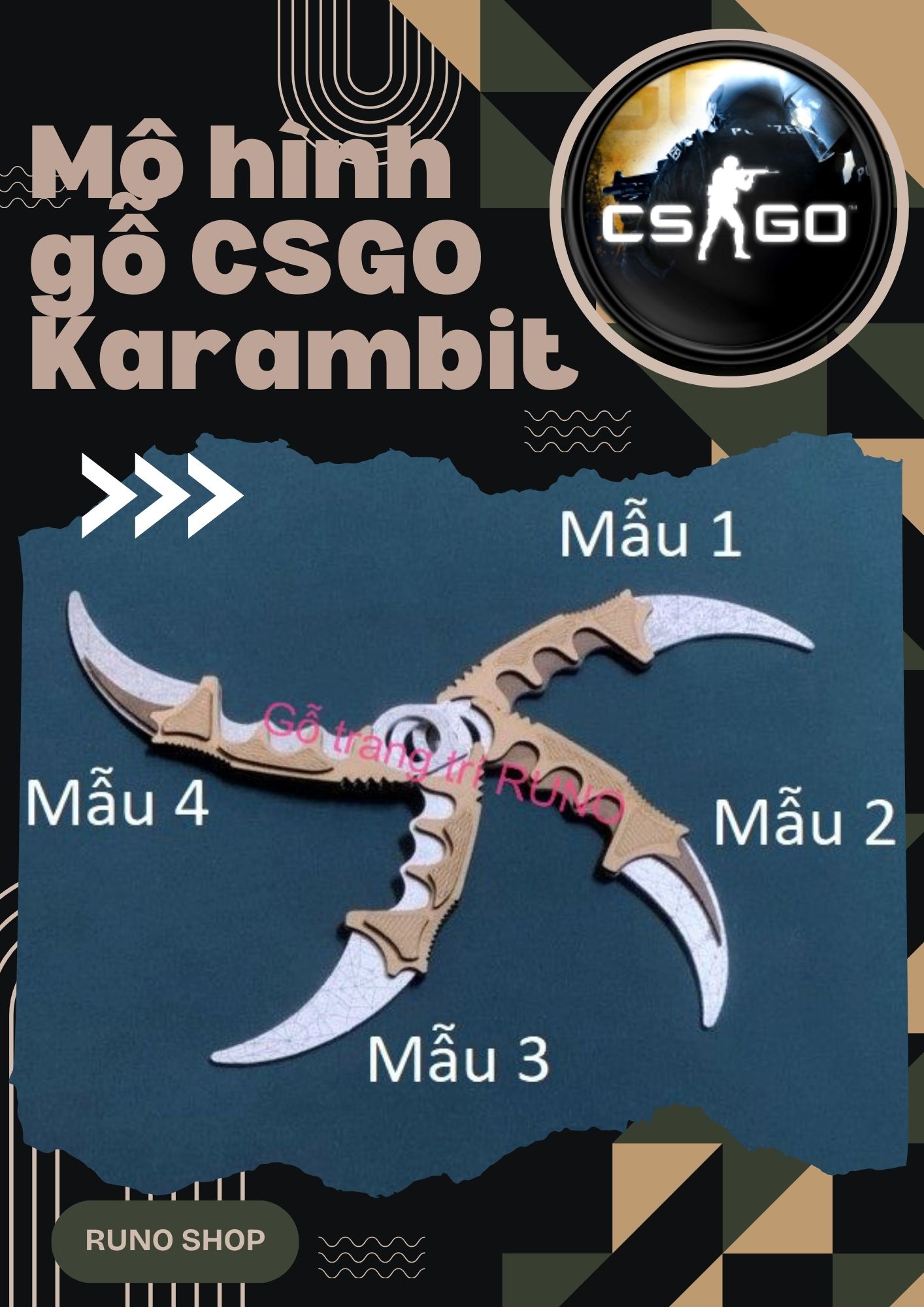 Mô hình đồ chơi lắp ráp gỗ có sơn màu sẵn CSGO Đột Kích