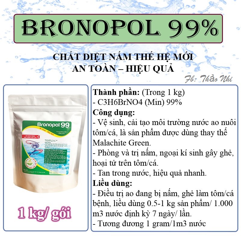 Combo Bronopol 99 & Tím Ấn Độ KMno4: Chất diệt nấm ghẻ sát khuẩn nước cho ao cá gói 200gram