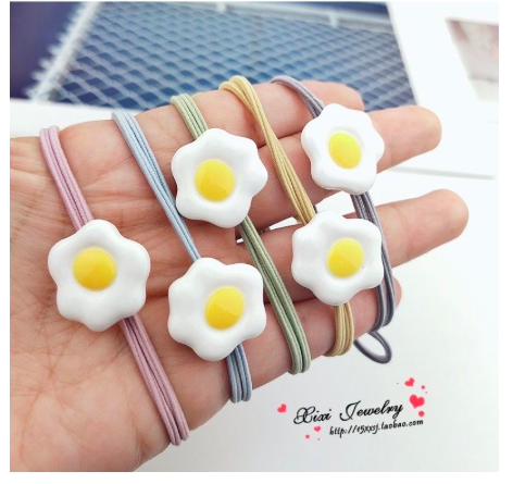 5 dây buộc tóc hình trứng ốp dễ thương