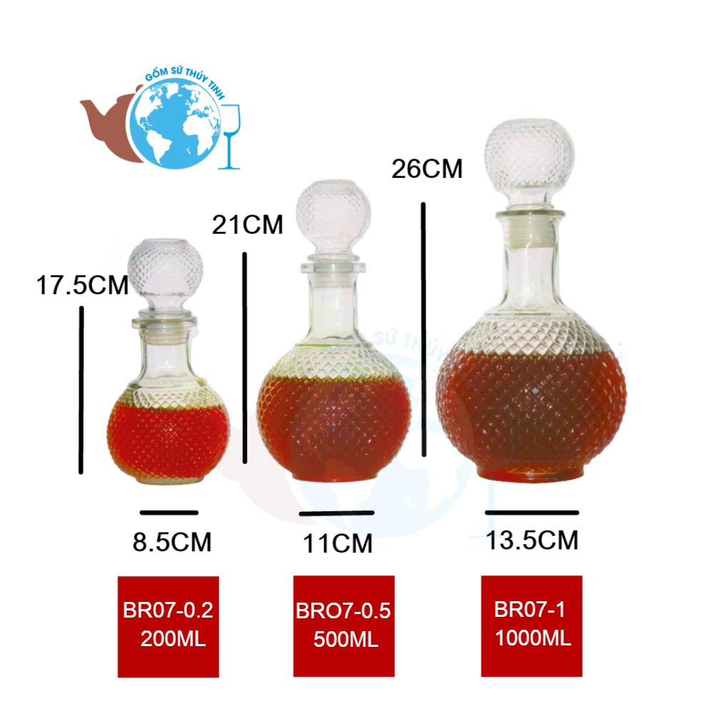 Bình đựng rượu ngâm sâm thuỷ tinh 1000ml - BR07-1