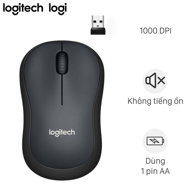 Chuột Không Dây Logitech M220 Không Tiếng Động Có Công Tắc On/Off Độ Nhạy Cao Bảo Hành 12 Tháng