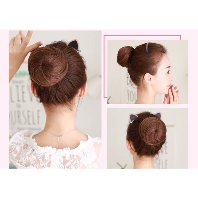 TÓC GIẢ BÚI TRÒN DÂY RÚT CHO NỮ