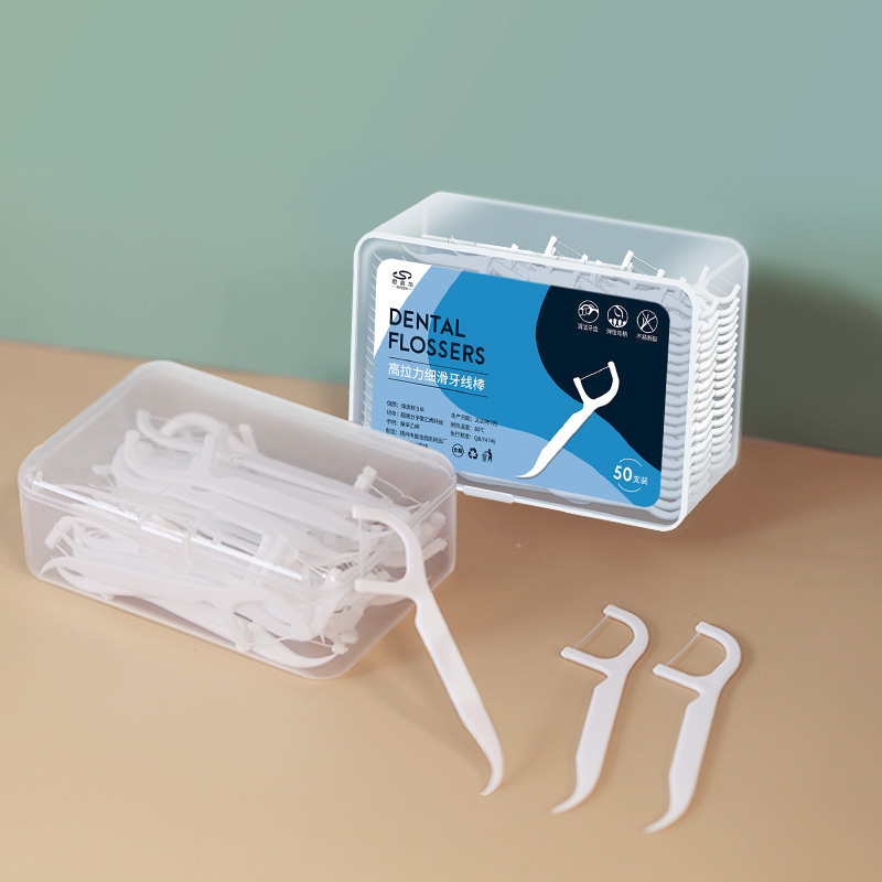 Tăm chỉ nha khoa Dental floss, hộp 50 cây, sợ chỉ mảnh và chắc chắn