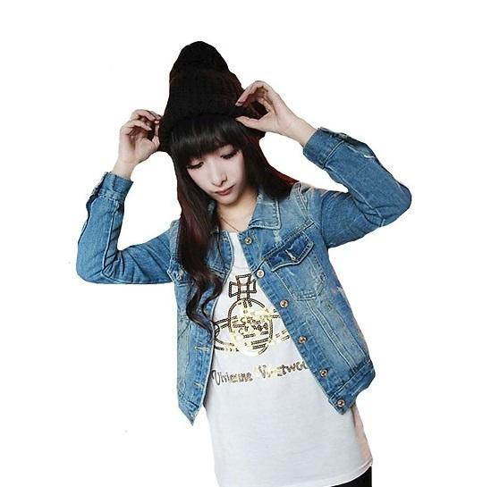 Áo khoác jean nữ dáng lửng denim03 (Xanh Nhạt)