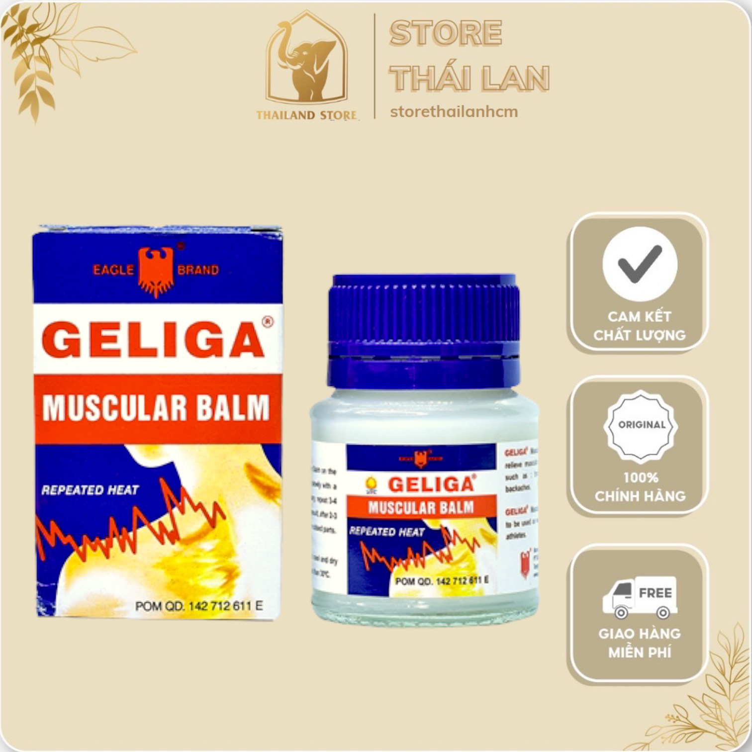 Dầu cù là lửa Geliga Muscular Balm 40gr + xoa dịu những cơn đau nhức THAILAND