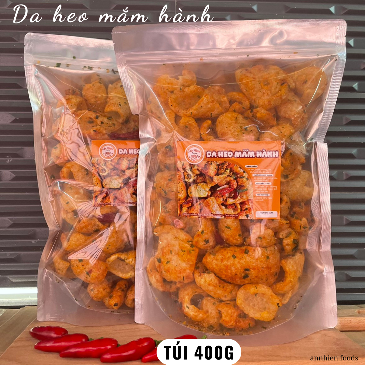 400gr- Da heo cháy mắm hành/ tỏi muối ớt giòn rụm