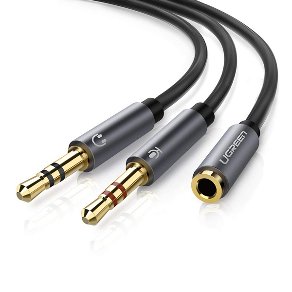 Cáp chuyển audio 3.5mm ra 2 đầu dương 3.5mm mic, loa ugreen 20899