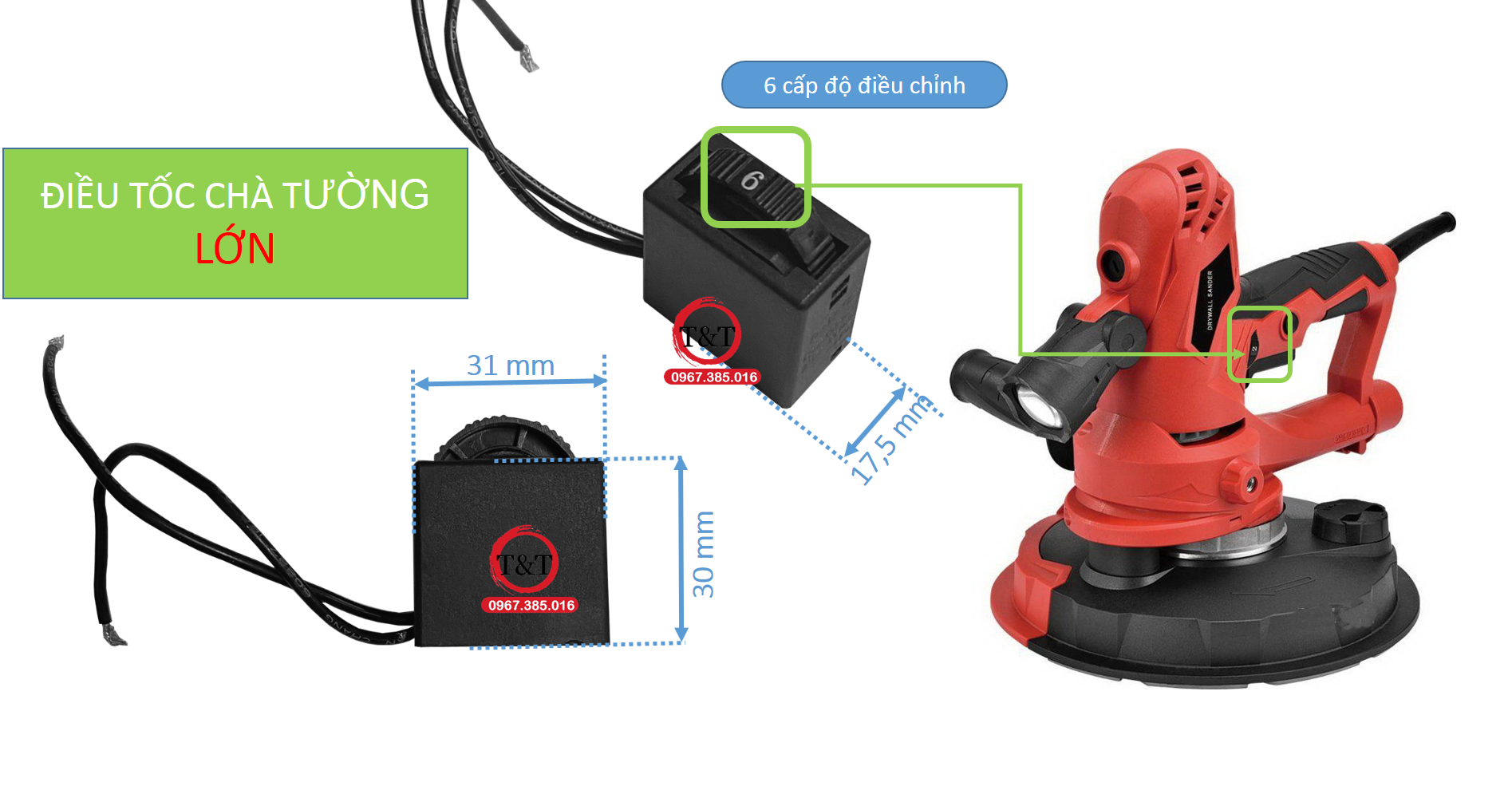 Điều tốc chà tường công tắc máy chà tường lớn,