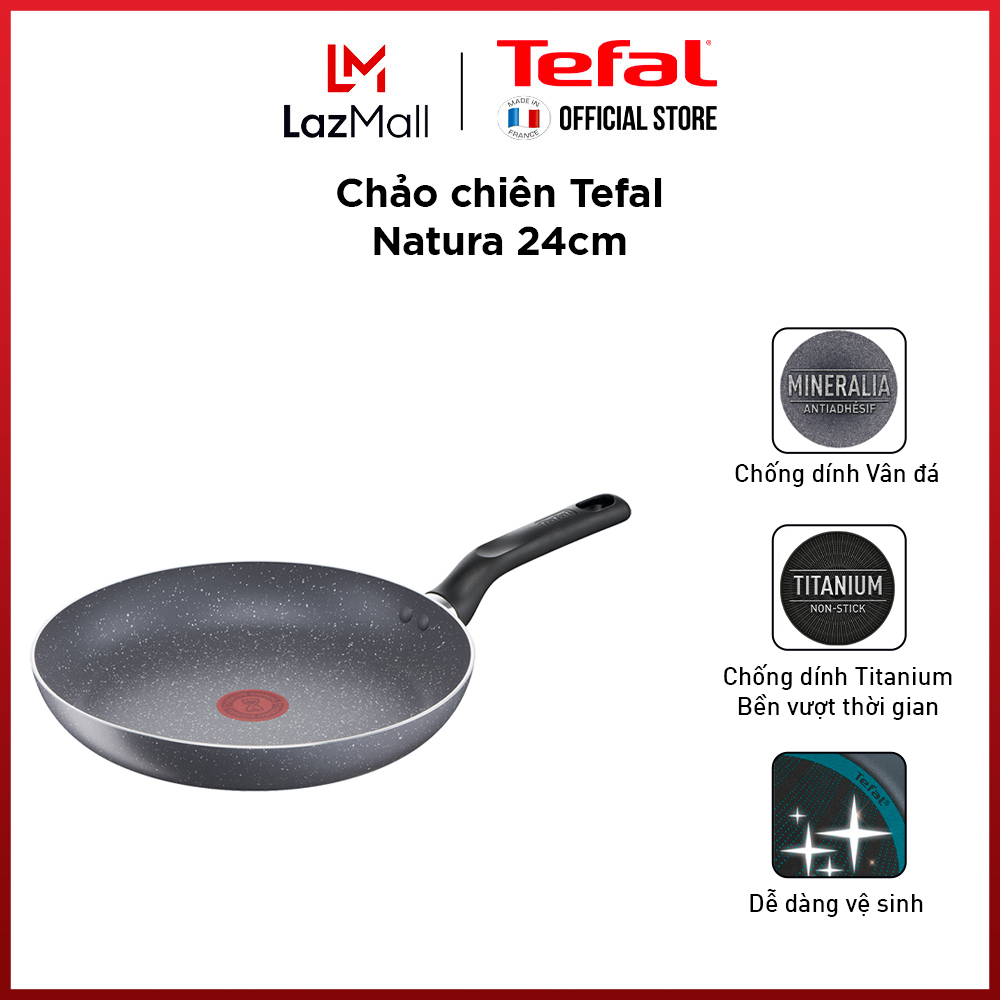 Chảo chiên chống dính vân đá cao cấp Tefal Natura size 20-28cm - Hàng chính hãng