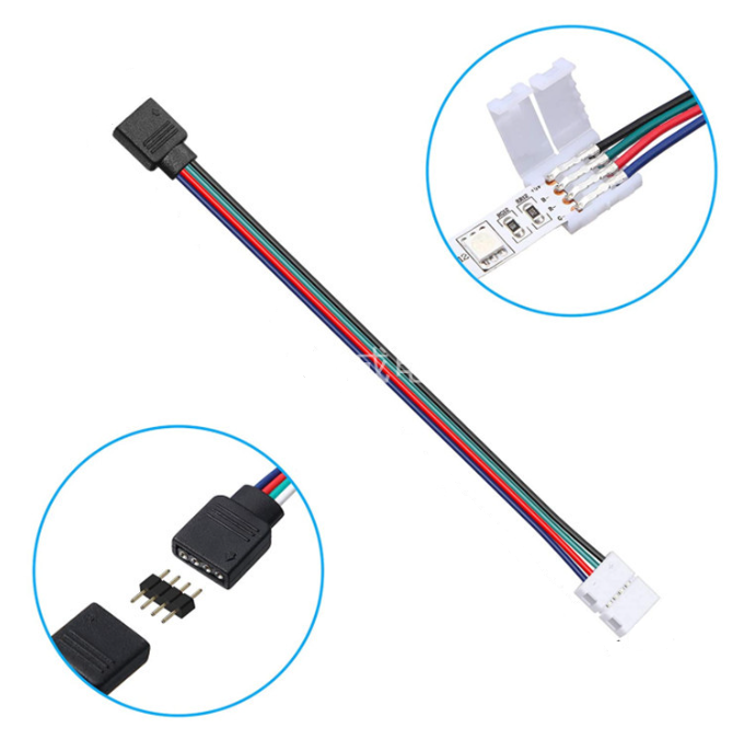 Dây nối Led 4 pin 2 đầu đực, cái, đầu nối