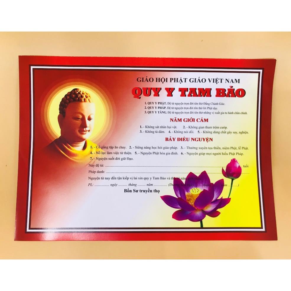 Tờ giấy chứng điệp quy y tam bảo - tờ điệp quy y co 3 mẫu