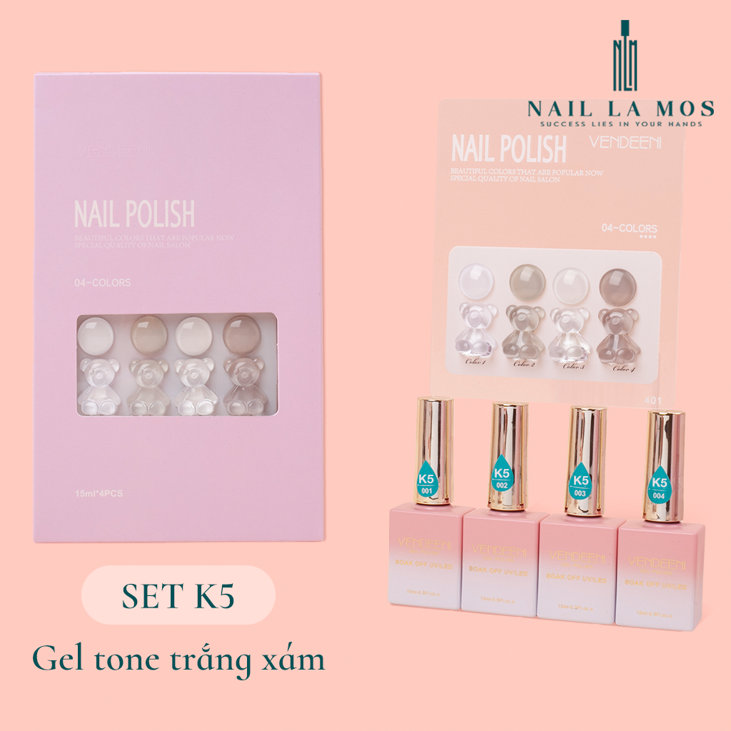 Set sơn móng tay Vendeeni chính hãng 4 màu nail - Set 4 chai sơn gel sơn thạch sơn nhũ sơn mắt mèo