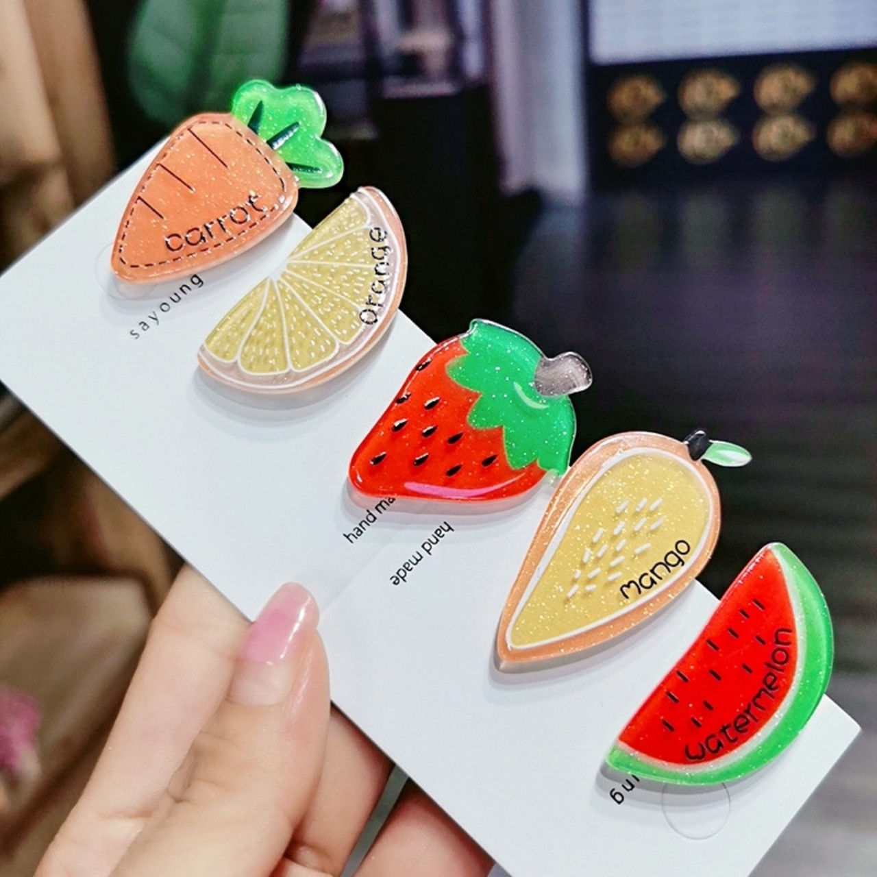 SET MÁI KẸP HOA VÀ TRÁI CÂY CUTE