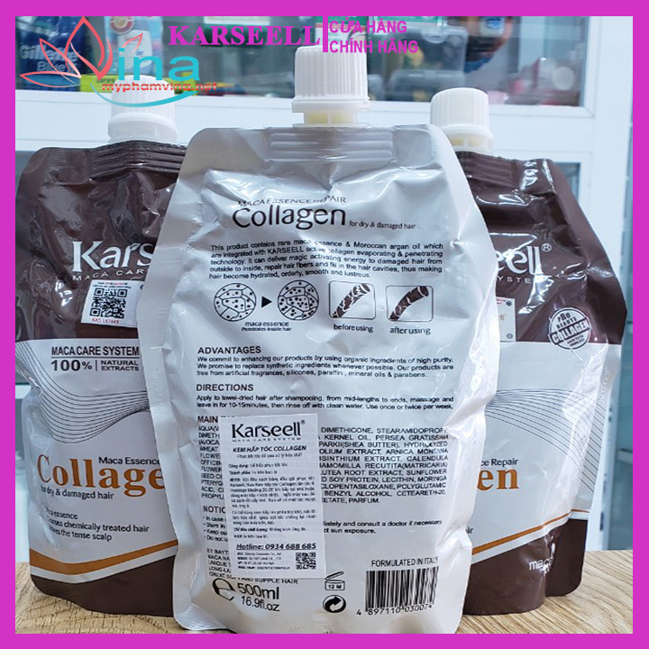 Hấp dầu Collagen Karsell phục hồi tóc hư tổn 500ml (DẠNG TÚI)