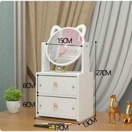 [Loại 1 - Hàng to] Kệ Mỹ Phẩm, Tủ Đựng Mỹ Phẩm Mini Có Gương Trang Điểm Hình Tai Mèo Dễ Thương, Cute