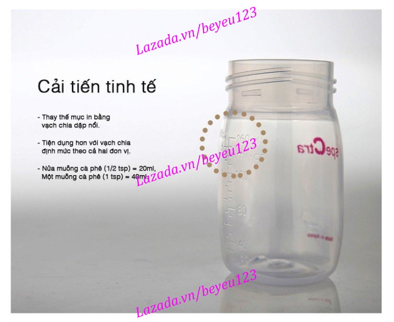 BÌNH SỮA PP CỔ RỘNG SPECTRA 160ML núm ti size S - Spectra (Made in Korea) (Cho Bé từ 0 đến 4 tháng)
