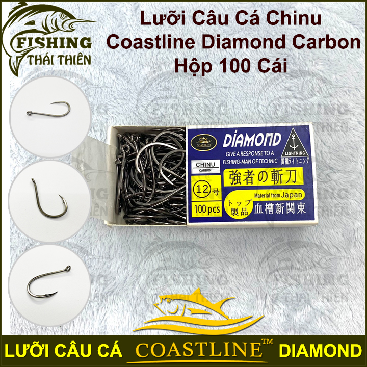 Lưỡi Câu Cá Chinu Carbon Coastline Diamond Hộp 100 Cái