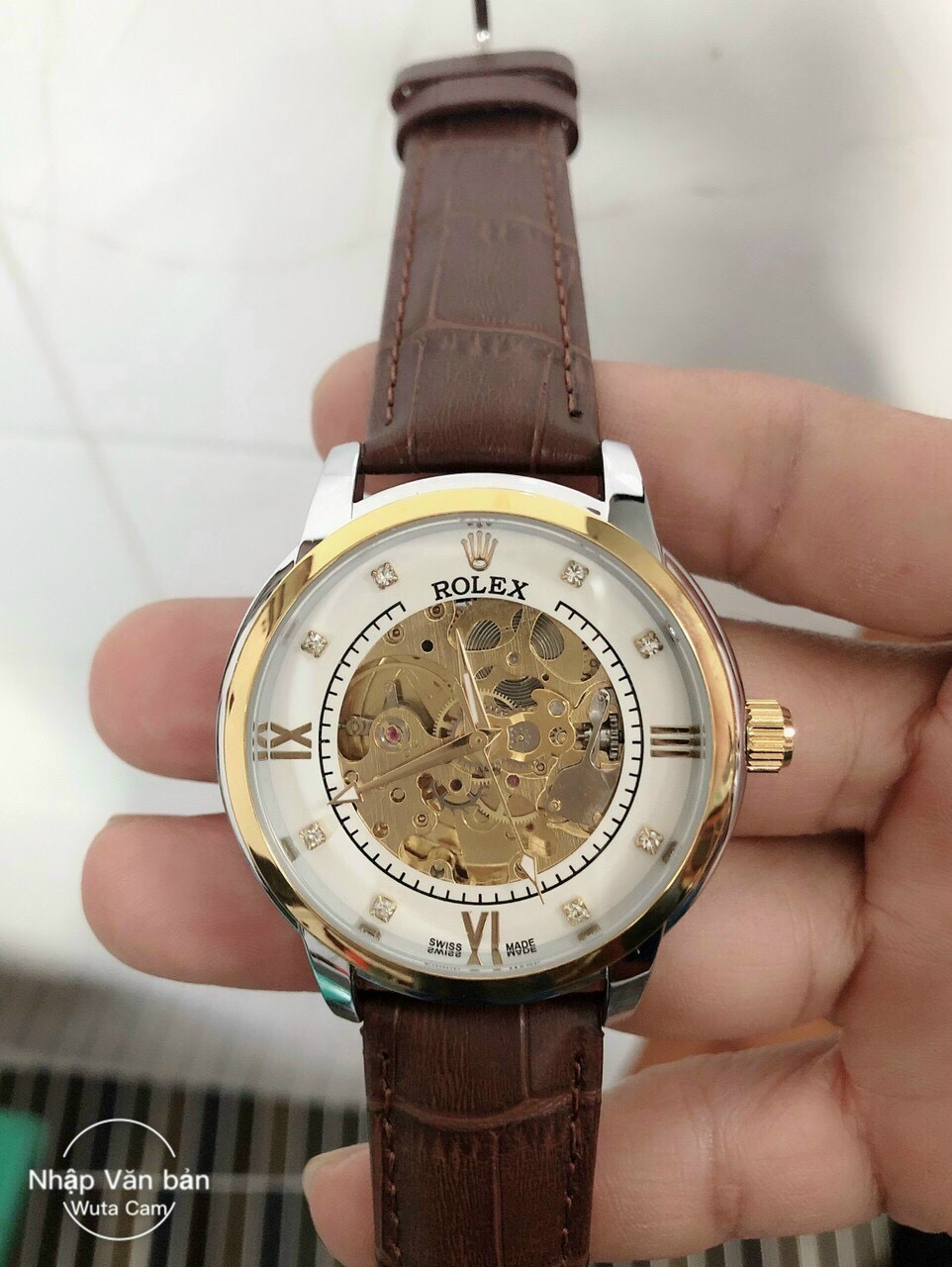 Đồng Hồ Cơ Nam RoLex Lộ Máy - Dây Da